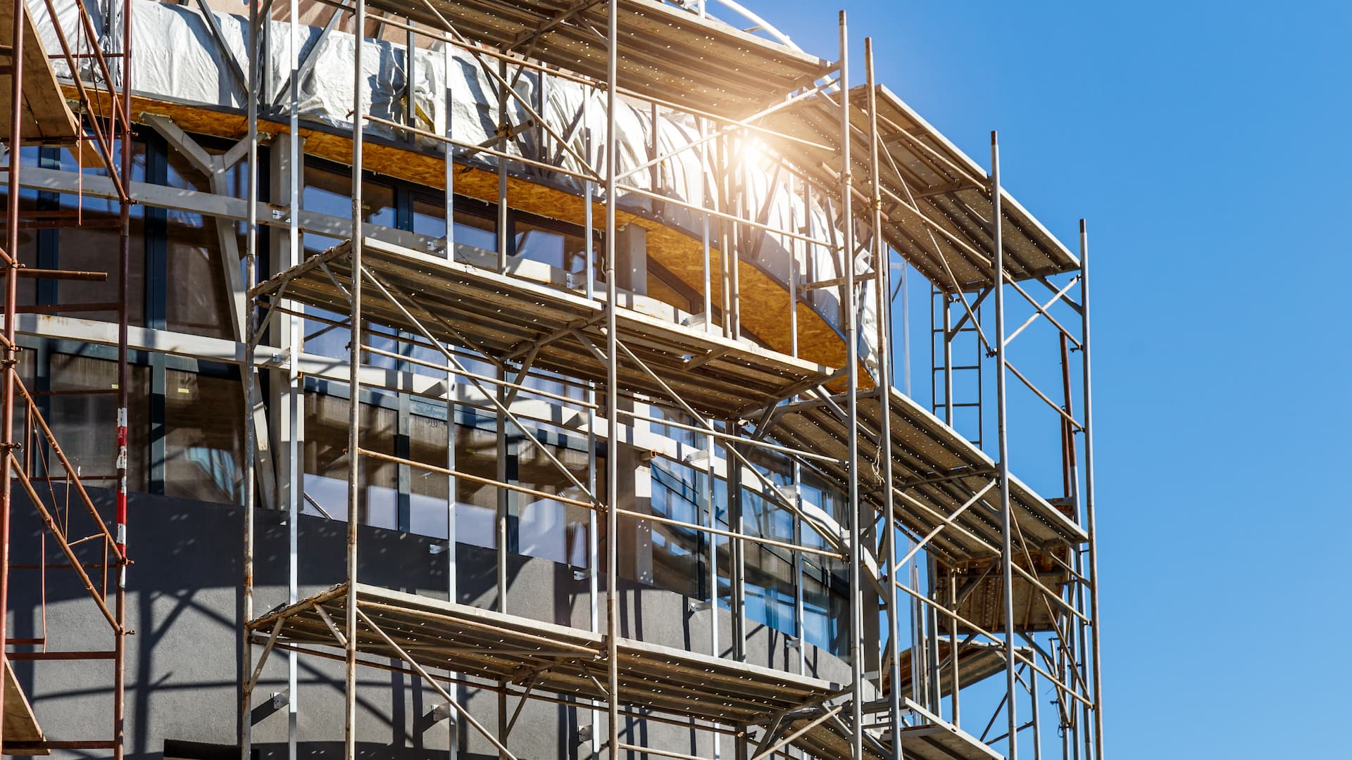 a building under construction with scaffolding